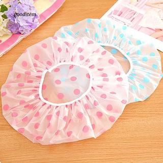 GDTM_Lovely Dots Thickened Waterproof Transparent Shower Cap Bathroom Bathing Hat
