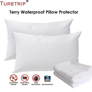 Buy1 Get 1 Cotton Terry Waterproof Pillow Protector Zipper Hotel Home Bed Pillowcase