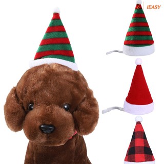 plain capcapblack hat▼♝Pet Santa Hat Christmas Cat Dog Winter Warm Plush Cap Xmas Party Decor Funny