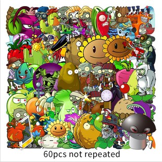 60pcs non-repeat Plants vs. Zombies game stickers