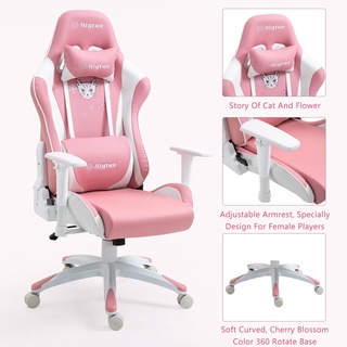 Sigtua Pink Gaming Office Chair Height-adjustable Armrests Computer Chair Ergonomic Swivel Executive (5)