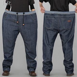 mens jeans blackmens jeans big sizesmen s jeans pants✽Spring new dad s elastic waist plus fat plus s
