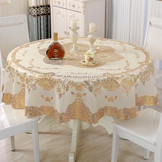 Round Tablecloth Christmas Bronzing PVC Table Cloth Festival Household Dining Table Tablecloth Round