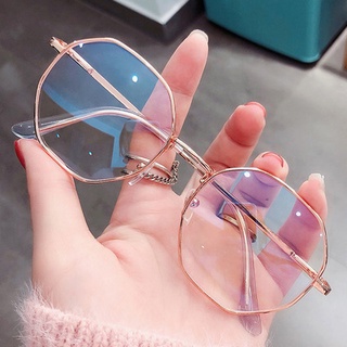 【FEEL】Grade korean glasses Metal Frame Anti-blue Octagonal Myopia Eyeglasses replaceable lens