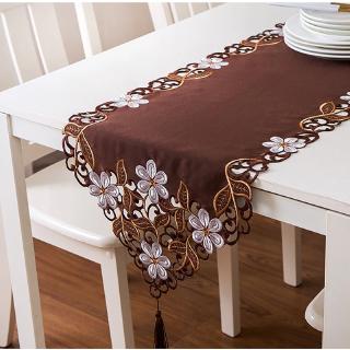 Embroidery Flower Tablecloth Table Runner Home Kitchen Dining Room Decoration
