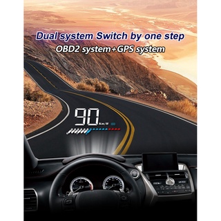 ㍿M7 Car head up display OBD2 + GPS Dual System Overspeed HUD Windshield Projector