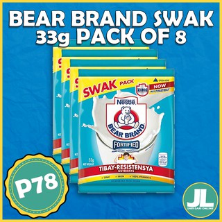 Bear Brand Swak 33g pack of 8 Fortified Powder Milk