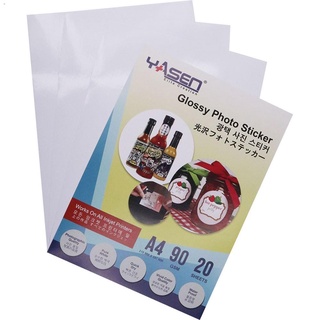 Printing✆Yasen Photo Sticker Paper 90/135 GSM A4 Waterproof Glossy 20 Sheets