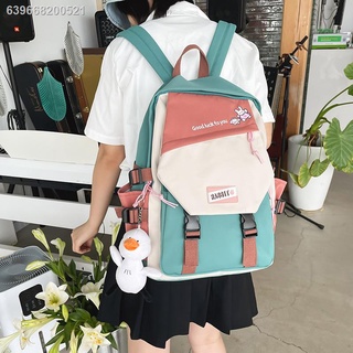 ▪Schoolbag female Korean version of the high school forest hit color backpack ins tide college wind