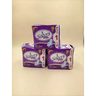 Sisters Sanitary Napkin Dry Comfort Night Plus with Wings 8 + 1 free pads (Sold by 3packs)