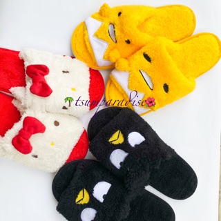 *1 pair* Furry House Bedroom Slippers with Rubber Sole Flats Gudetama Hello Kitty Badtz Maru