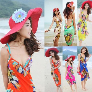 Sexy Deep V Wrap Bikini Cover Up Sarong Beach Dress (1)