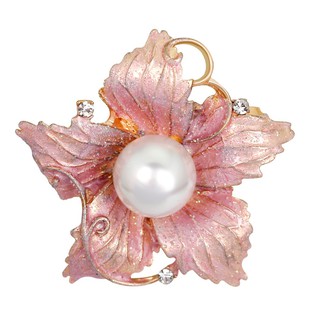 Women's Rhinestone Imitation Pearl Enamel Flower Floriated Brooch Pin