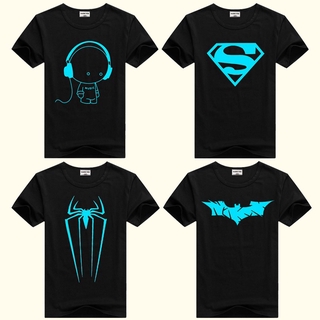 Luminous Short Sleeves T-Shirts For Boys Girls Spiderman Batman T Shirt Kids Top