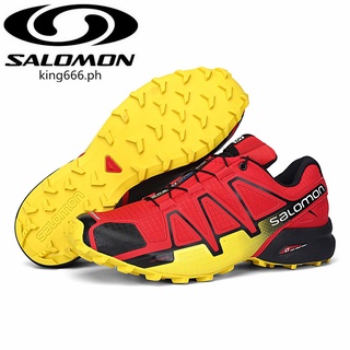 【100%Original】 Salomon/solomon Speed Cross 4 Outdoor Professional Hiking sport Shoes red yellow40-46