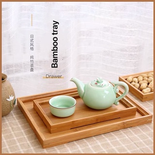 Wooden Breakfast Serving Trays Japanese-Style Multi-Sizes Bamboo Tea Tray (3)