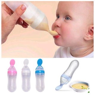 Baby Feeding Squeeze Bottle with Spoon Silicon Feeder Bottle