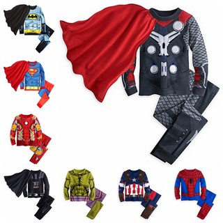 Kids pyjamas Boys Cartoon Ironman Hulk Spiderman Captain America Thor Cotton Pajamas Set