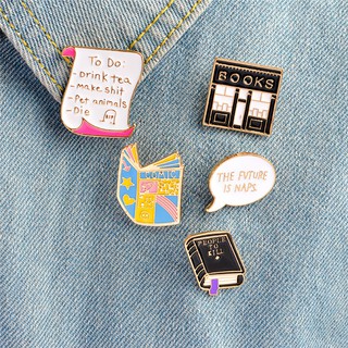 Cartoon Metal Book Store Brooch Badge Corsage T-shirt Collar Metal Pins Jewelry