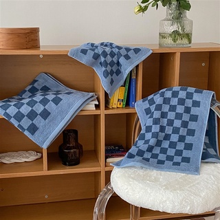 Color Matching Retro Checkerboard Plaid Towel Face Towel Household Absorbent Facial Towel Bath Towel Gift (3)