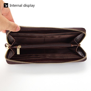 Men Long Wallet Casual Genuine Leather Clutch Purse Male Zipper Long Card Holder Bag Wallet (6)