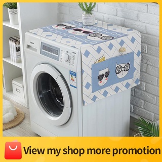 Cartoon cat washing machine cover refrigerator cover cloth dustproof and waterproof cover cotton linen bedside table cover towel microwave oven cover cloth