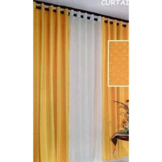 3in1 Curtain Set with ring: Euro Yellow Gold~Plain Cream~Euro Yellow Gold
