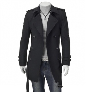◕♗✳Men Trench Woolen Coat Long Sleeve Double Breasted Overcoat (7)