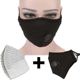 Anti-fog Mask + PM2.5 Mask Filter Korean Cotton Breathable Breathing Valve Mask Unisex Tide Models 10pcs / 20pcs / 50pcs Dust Filter Cloth Mask Set (1)