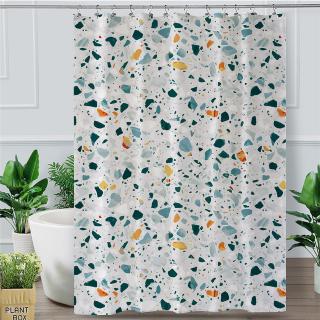 2020 BlessLiving Quartz Bathroom Shower Curtain Colorful Stones Bath Curtain Rock Terrazzo Waterproof Marble Curtain White With Hooks
