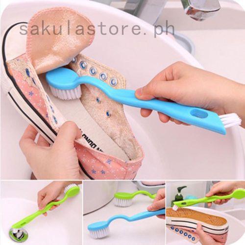 Plastic Shoe Brush Double-Sided Cleaning Soft Bristle Long Handle Cleaner Polish (1)