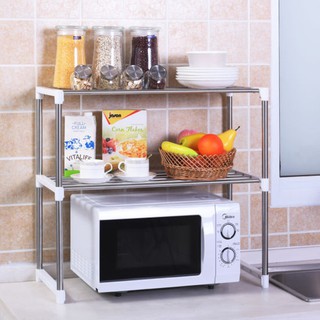 Adjustable stainless steel microwave oven shelf rack