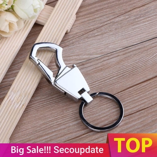 【ON SALE】Bottle Opener Car Key Chain Metal Key Ring Key Holder Ring Belt Clip Silver