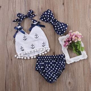 littlekids Cute Baby Girls Clothes Anchors Tops+Polka Dot (6)