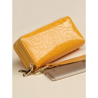 Wallet Women's Long Yellow Handbag Genuine Leather Double Zipper Women's Clutch Bag Large Capacity2019New Double-Layer Lucky