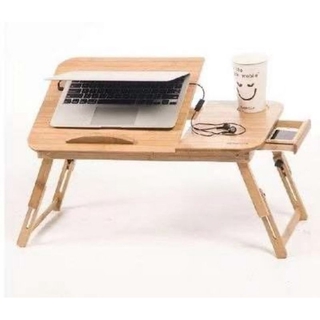 foldable laptop bamboo stand with cooler fan