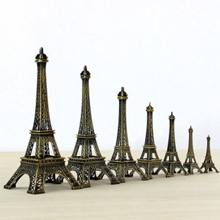 Bronze Tone Paris Eiffel Tower Figurine Statue Vintage Model (6)