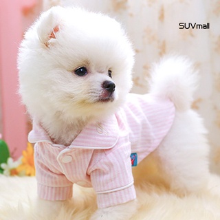 SUV- Cat Dog Clothes Soft Cotton Striped Pajamas Home Sleepwear Costume Pet Supplies