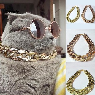 ♠Gr 36cm/45cm Adjustable Dog Cat Punk Chain Collar Lead Wide Necklace Pet Accessory