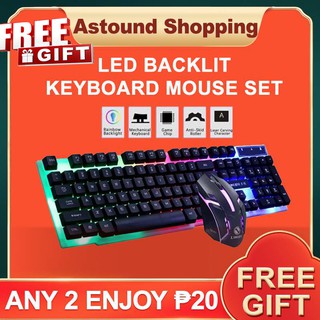 GTX300 Colorful LED Illuminated Backlight Ergonomic Gaming Keyboard USB Wired limeide with Mouse