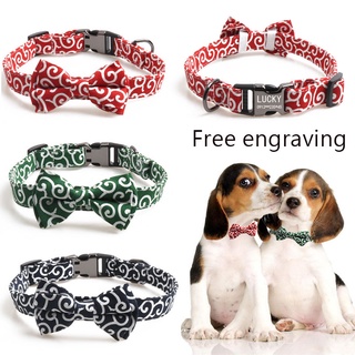 【BOBO PET】Customized pet collar Adjustable dog collar Pet cat bow ties Medium and large dogs can be engraved collar