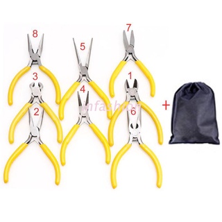INF 8Pcs Portable Jewelry Making Pliers Multi-type Anti-slip Handle Wire Wrapping Cable Cutters DIY Hand Tools