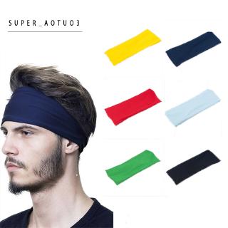 Men Wide Headband Sweatband Stretch Sweat Elastic Sport Yoga Run Solid Hairband