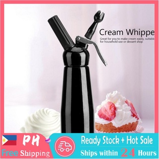 【Ready Stock】1L Black Sliver Aluminum Whipped Dessert Cream Butter Dispenser Whipped