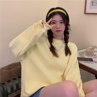Korean style women's round neck long sleeve hoodie 5 colors