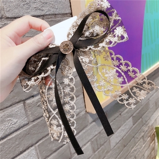 ✨BELLA✨Korean hair ornaments clip lace bow spring clip top clip hairpin (2)