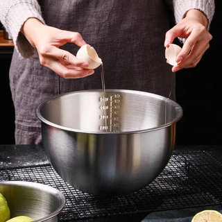 Stainless steel bowl thickened tableware mixing multi-purpose bowl（With scale）