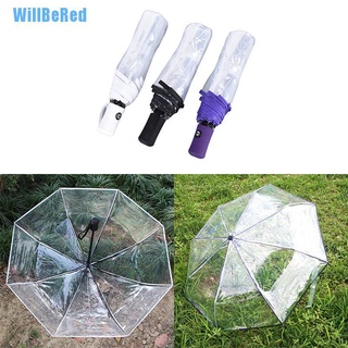 [Willbered] Automatic Open Close Fold Windproof Umbrella Compact Rain Transparent Clear [Hot]