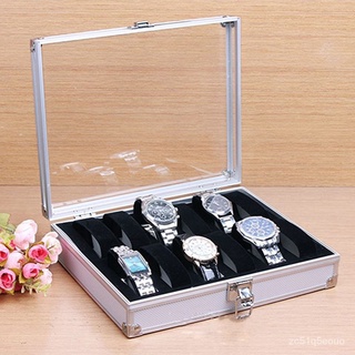 newMACmk 6/12 Grids Wrist Watch Display Box Case Holder Locked Jewelry Storage Organizer i4MQ
