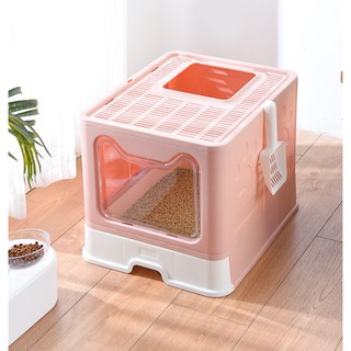 Foldable Large Size Semi -Closure Cat Litter Box With Drawer (3)